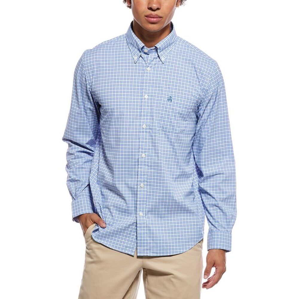 Brooks Brothers Mens Sport Fit Performance Shirt, Navy